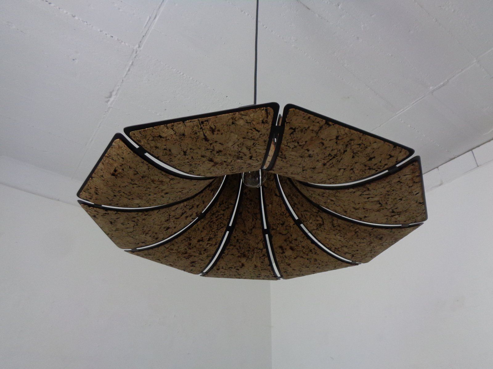 Cork & Metal Semi Pendant Lamp In The Style Of Ingo Maurer, Germany, 1970s photo buy