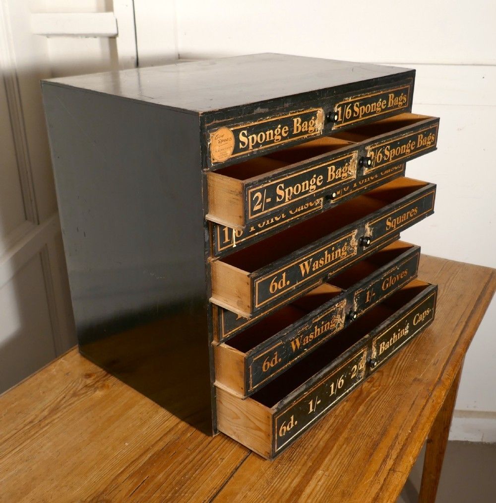 19th Century Chemist Shop Drawers, 7 Drawer Pharmacists Cabinet photo Furniture