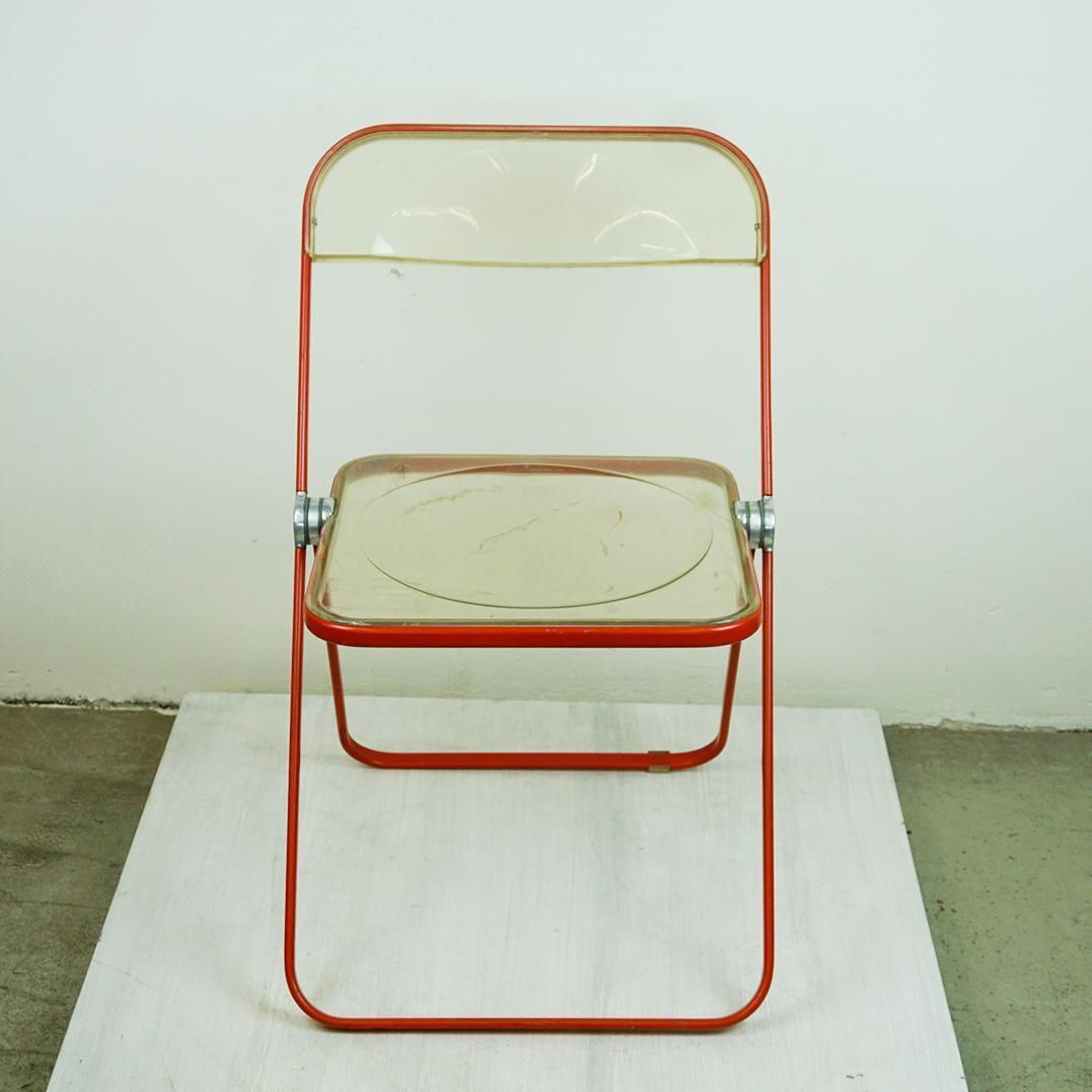 Red Plia Lucite Folding Chair By G. Piretti For Castelli Italy photo furniture