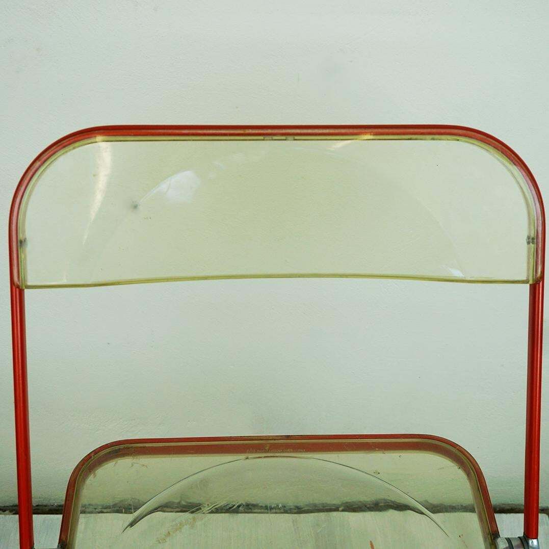 Red Plia Lucite Folding Chair By G. Piretti For Castelli Italy photo Furniture