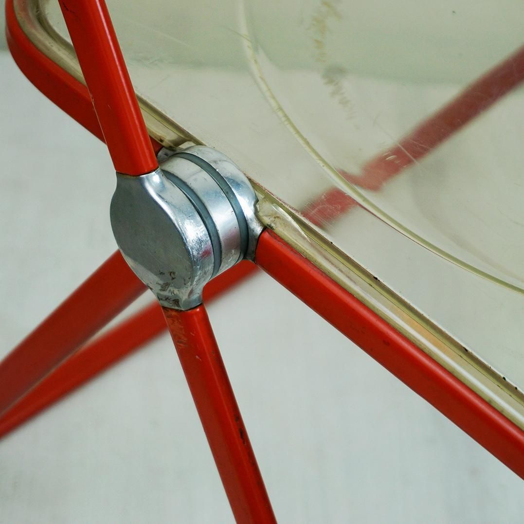 Red Plia Lucite Folding Chair By G. Piretti For Castelli Italy photo vinterior