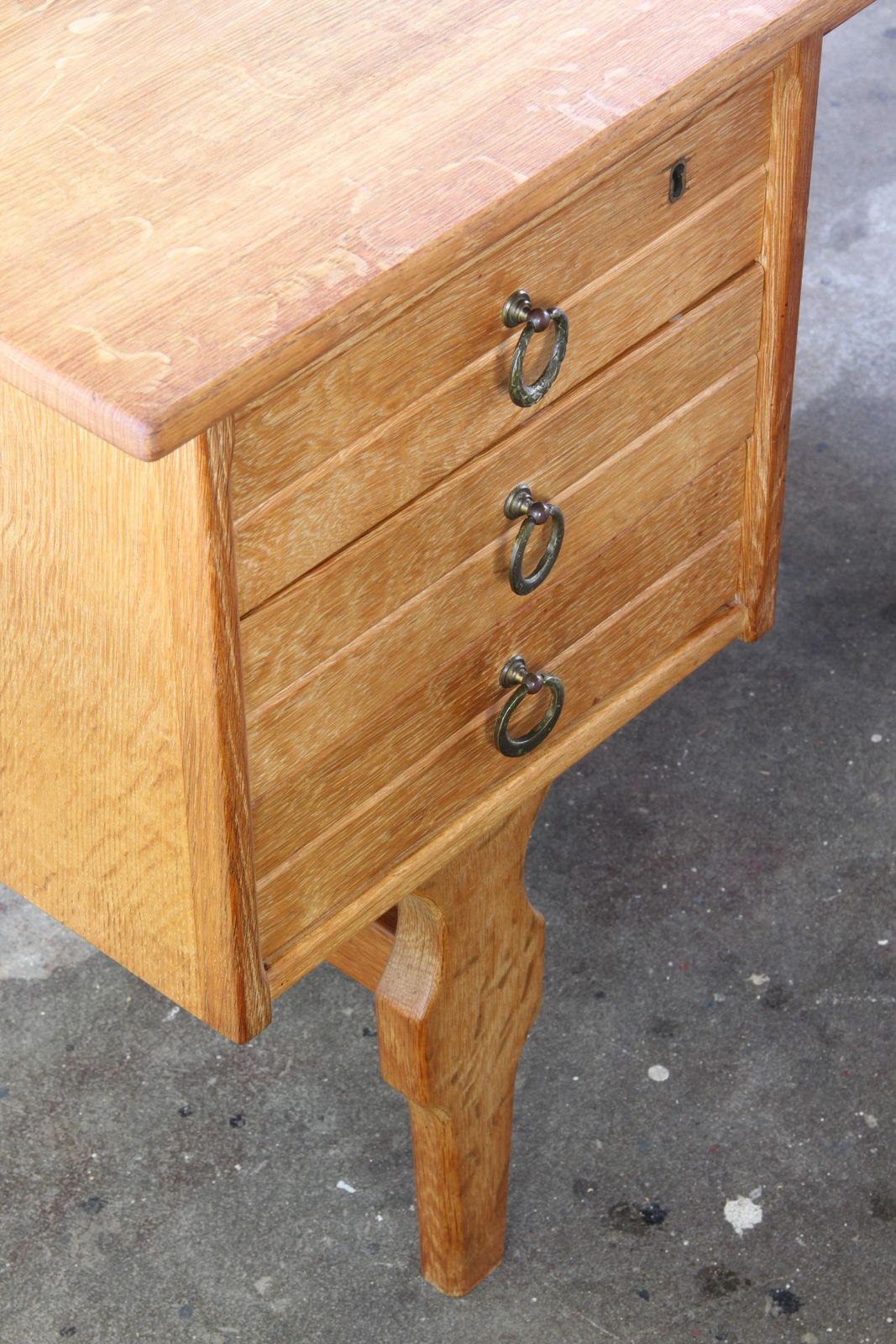 Vintage Mid Century Solid Oak Desk With 6 Drawers, Kjærnulf Style, Denmark 1960s photo buy
