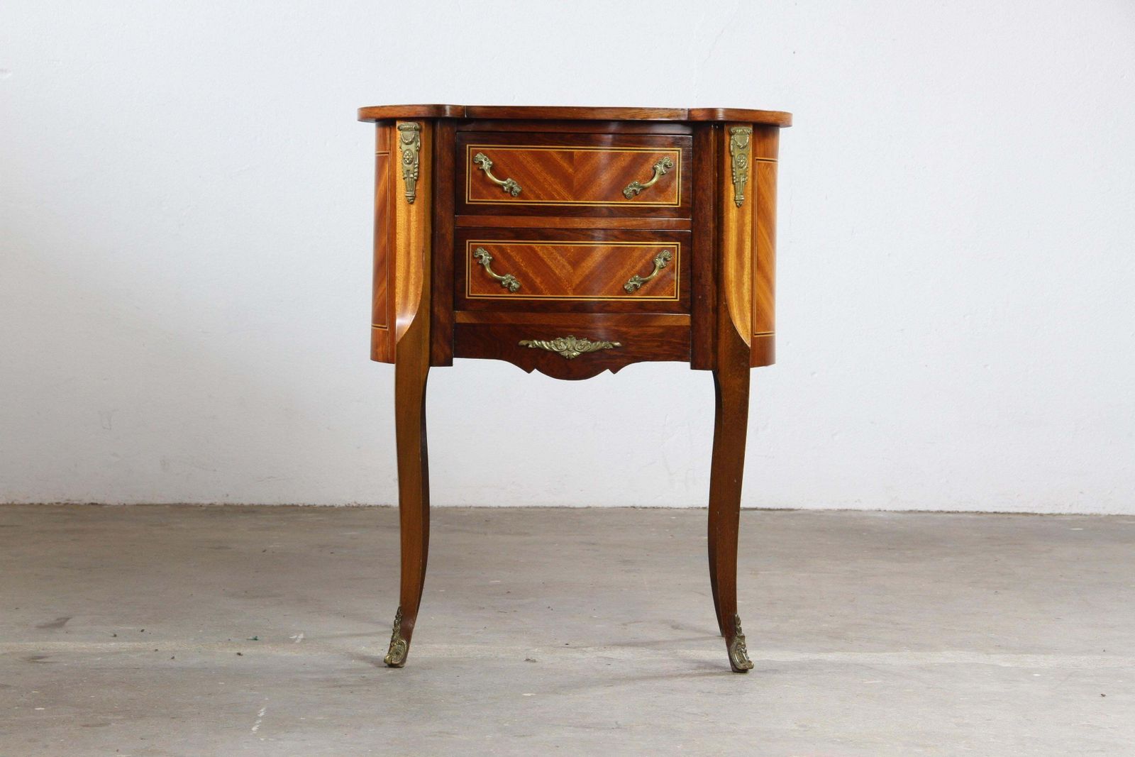 Furniture Vintage French Louis XV Style Kidney Form Side Table With Gilt Bronze Mounts photo