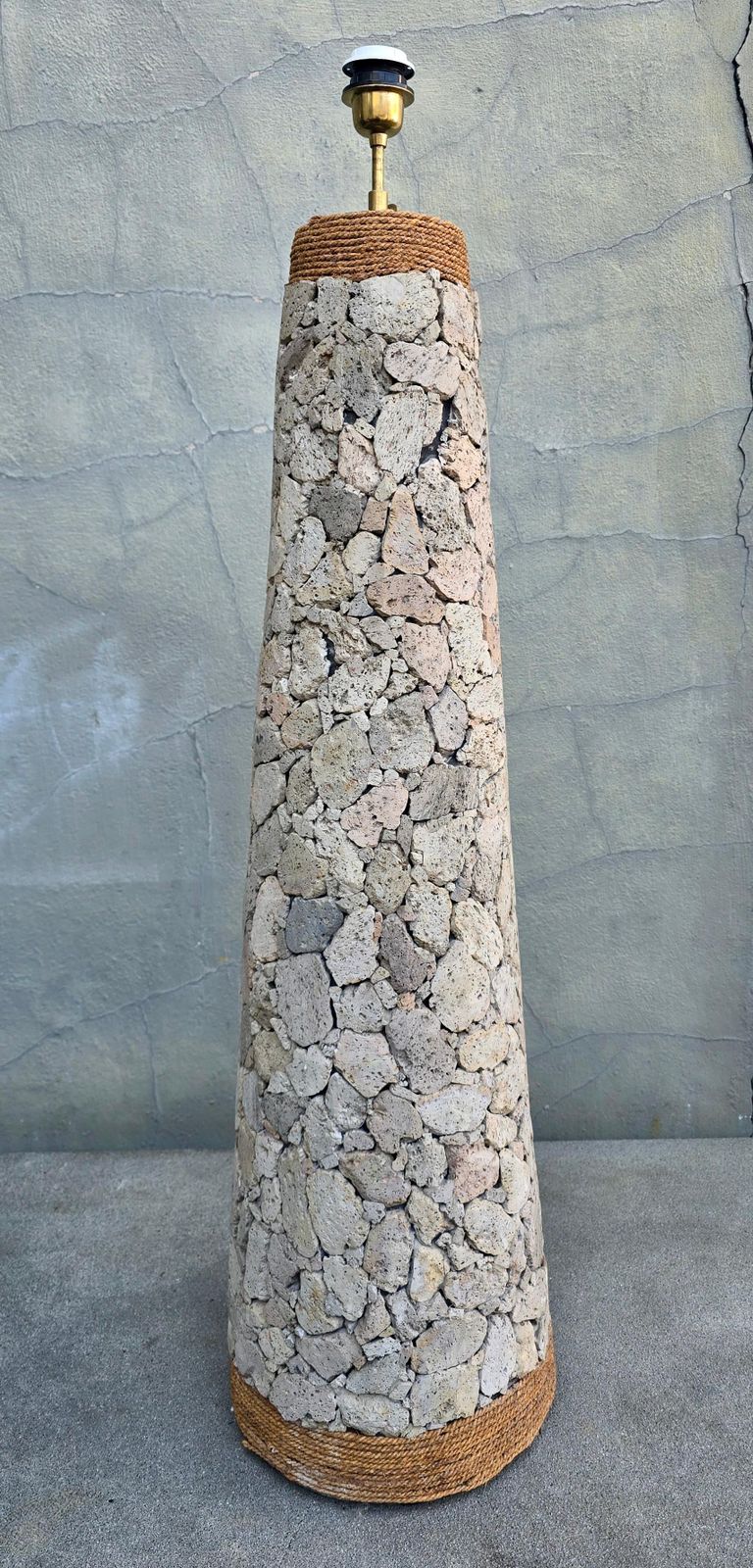 Sculptural Stone Floor Lamp With Rope Detail, Wabi Sabi, 20th Century photo 2607.0