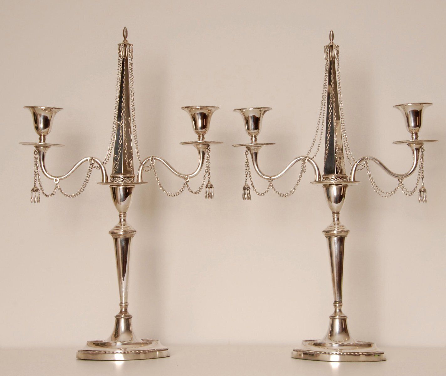 Antique Empire Sterling Silver Candleholders, 1853, Set Of 2 photo furniture