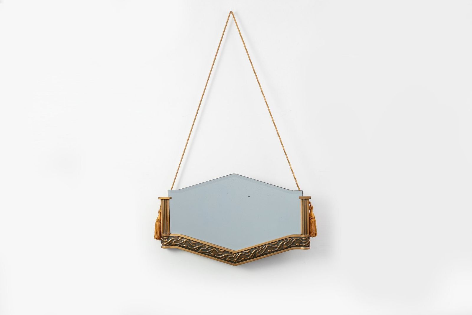 Art Deco Mirror In Gilt Wood, Belgium, 1920s photo Home Decor