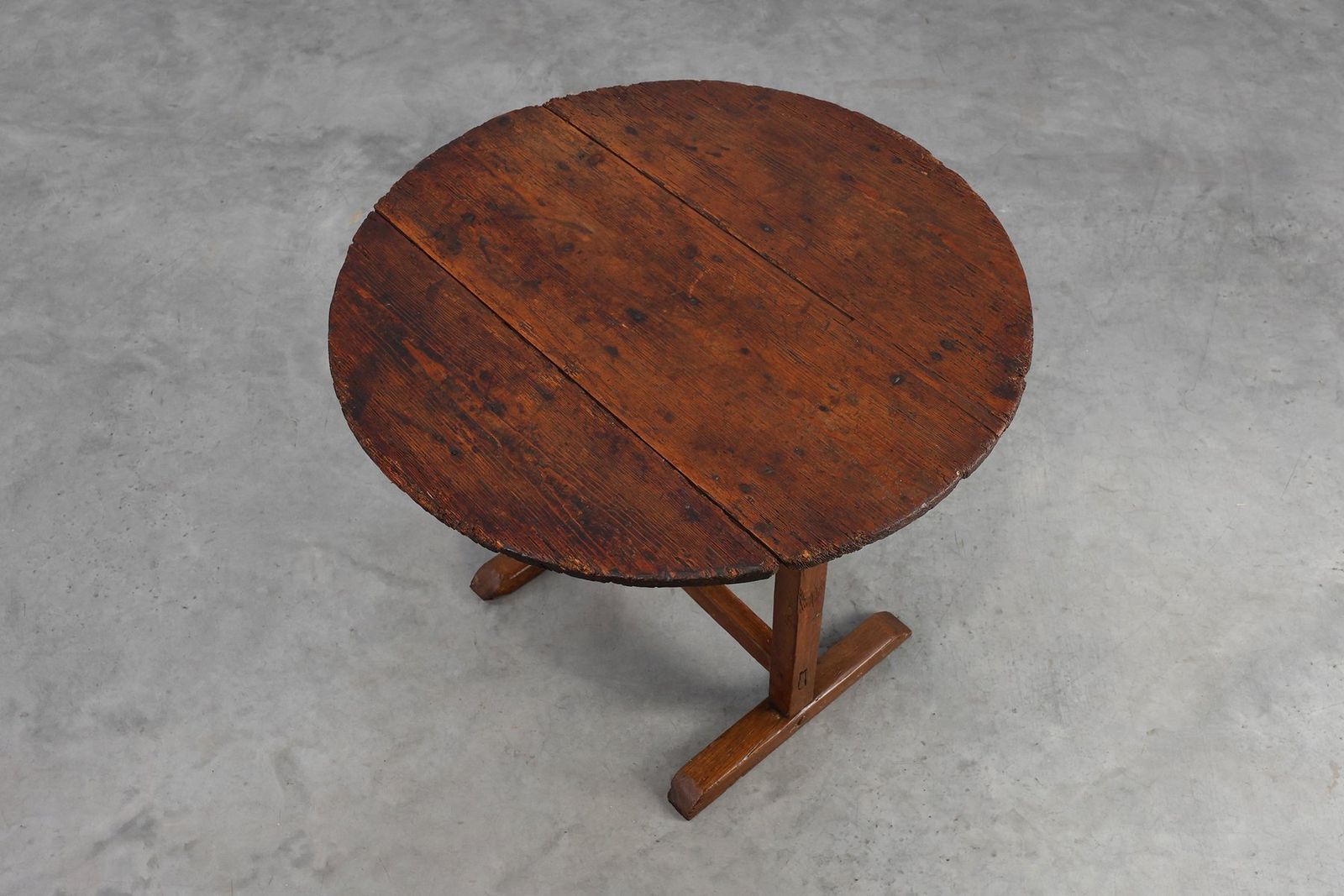 photo vintage Antique Oak Tilt Top Side Table, France, 1800s