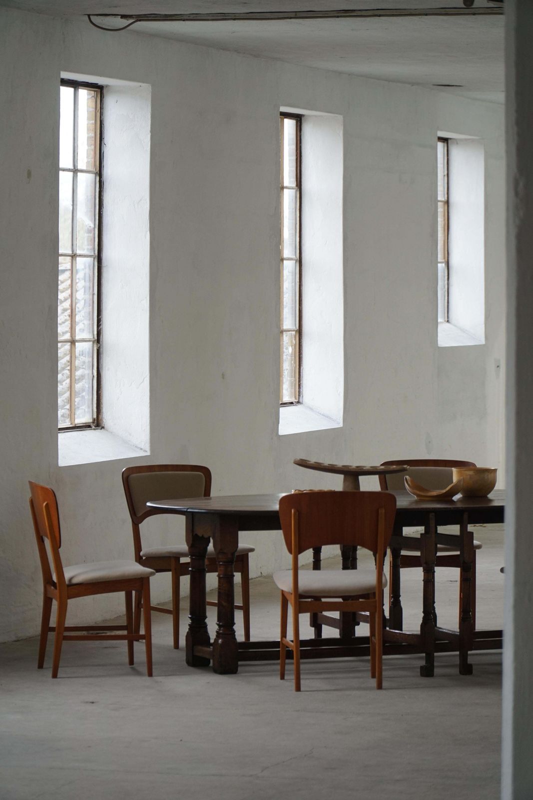 Danish Mid 20th Century, Set Of 6 Dining Chairs In Oak, Teak & Mohair, 1960s photo 4427.0