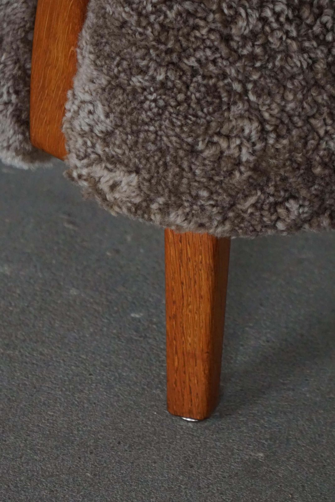 photo for sale High Back Lounge Chair In Oak & Lambswool, Danish Modern, Viggo Boesen, 1950s