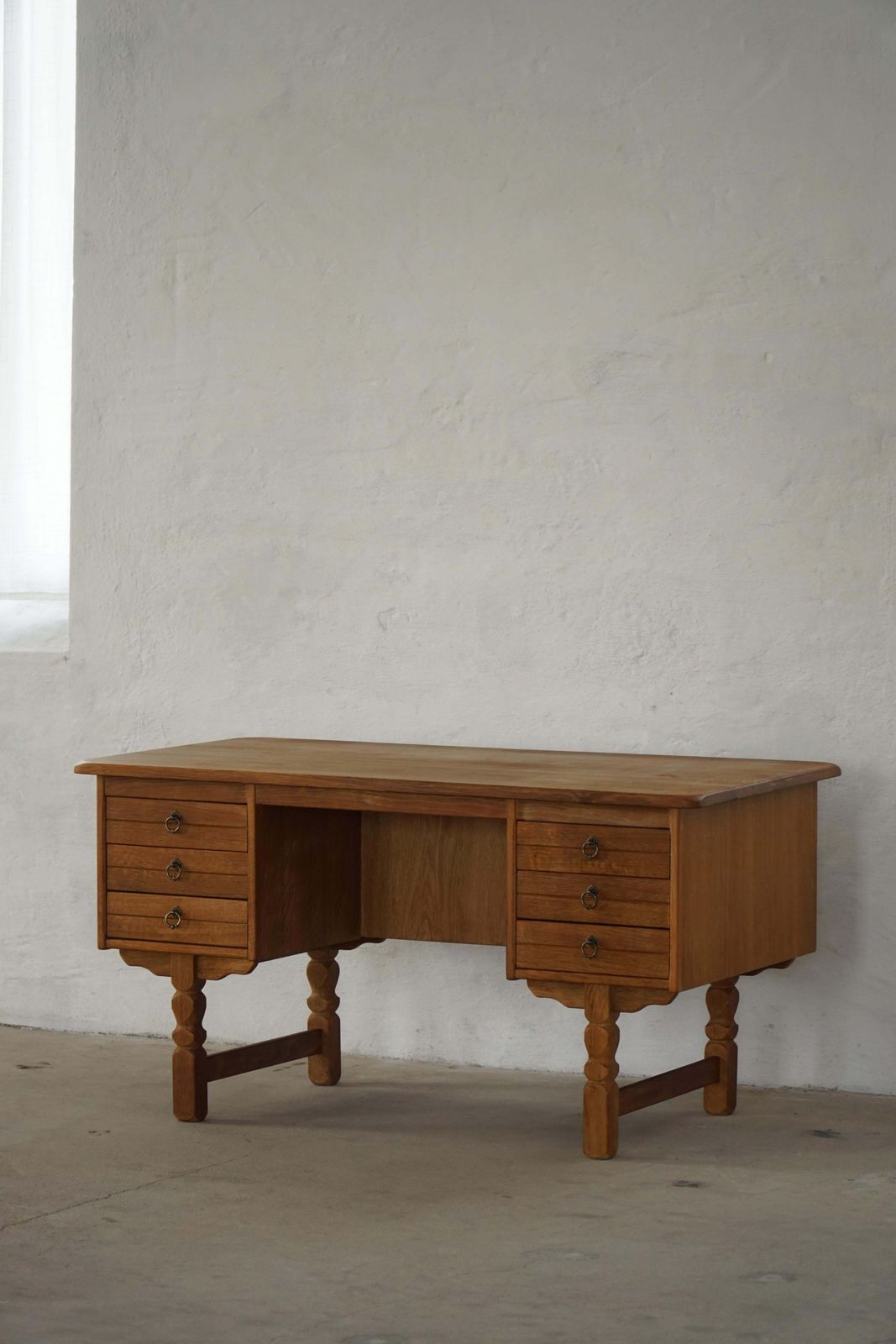 Freestanding Desk In Oak By Henning Kjærnulf, Danish Mid Century Modern, 1950s photo Furniture