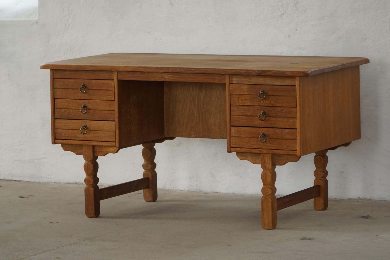 photo furniture Freestanding Desk In Oak By Henning Kjærnulf, Danish Mid Century Modern, 1950s