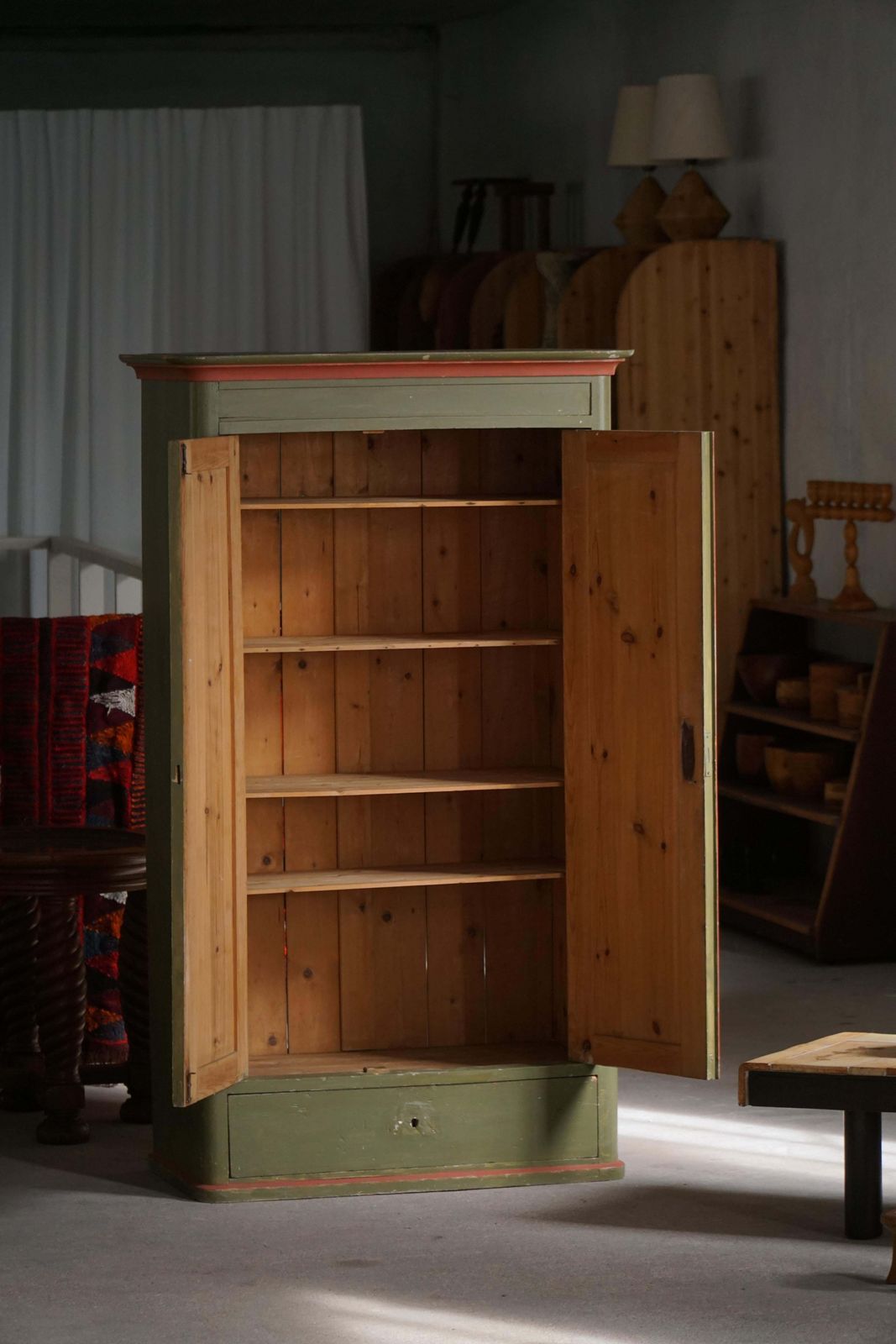 Antique Danish Painted Cabinet With Floral Motifs, Folk Art, 19th Century photo vinterior