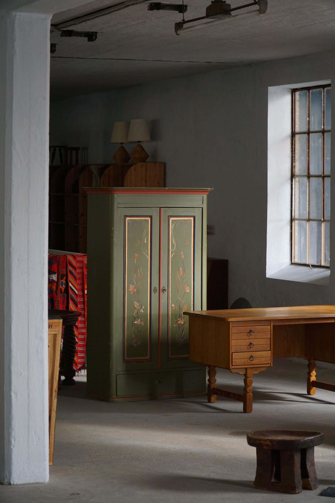 Antique Danish Painted Cabinet With Floral Motifs, Folk Art, 19th Century photo buy