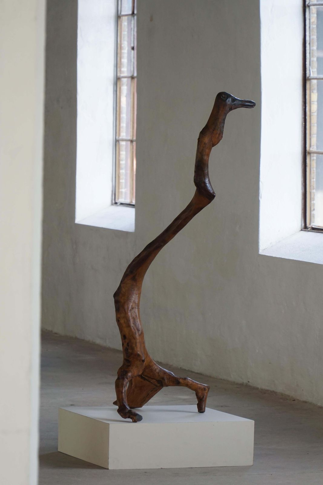 French Mid Century Abstract Wooden Sculpture, Organic Carved Bird Form, 1960s photo furniture