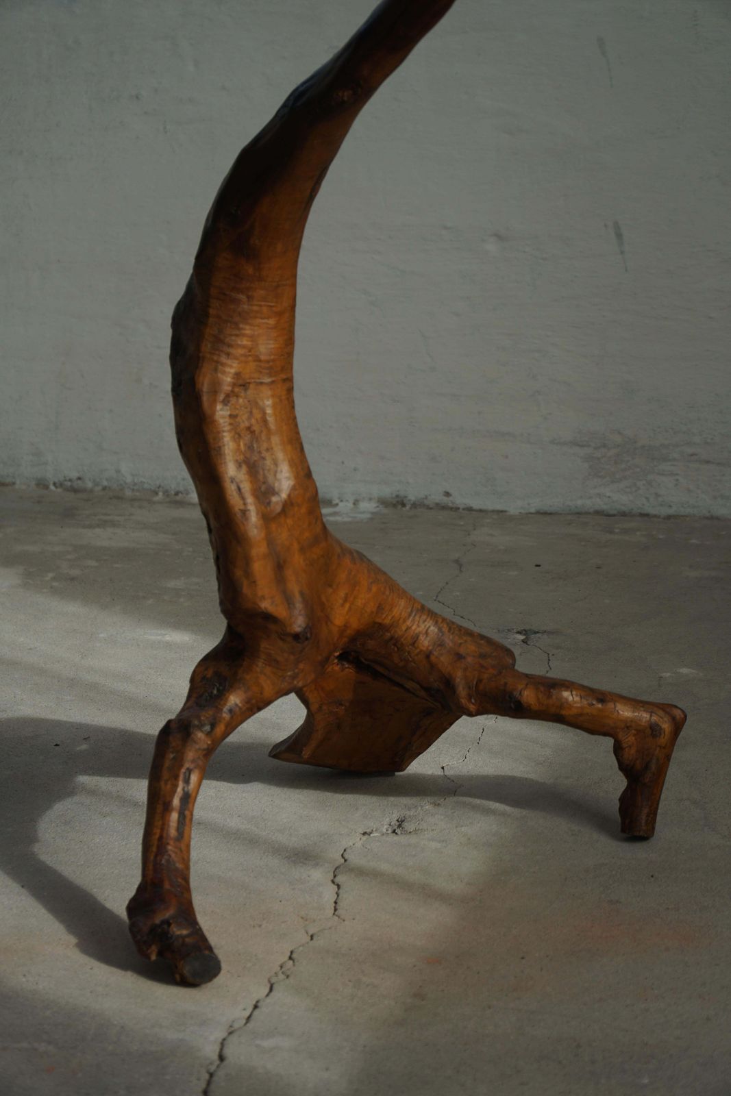 photo vintage French Mid Century Abstract Wooden Sculpture, Organic Carved Bird Form, 1960s
