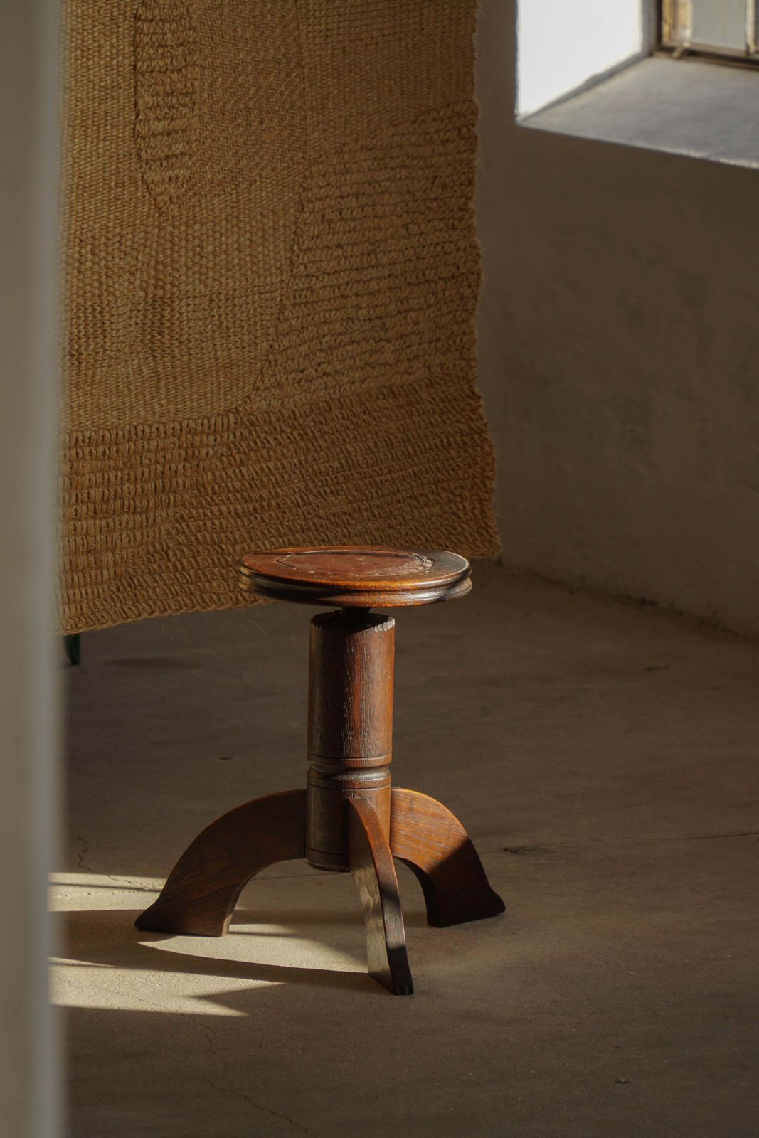 Early 20th Century, Adjustable Danish Art Nouveau Stool, Carved Wood, 1920s photo furniture