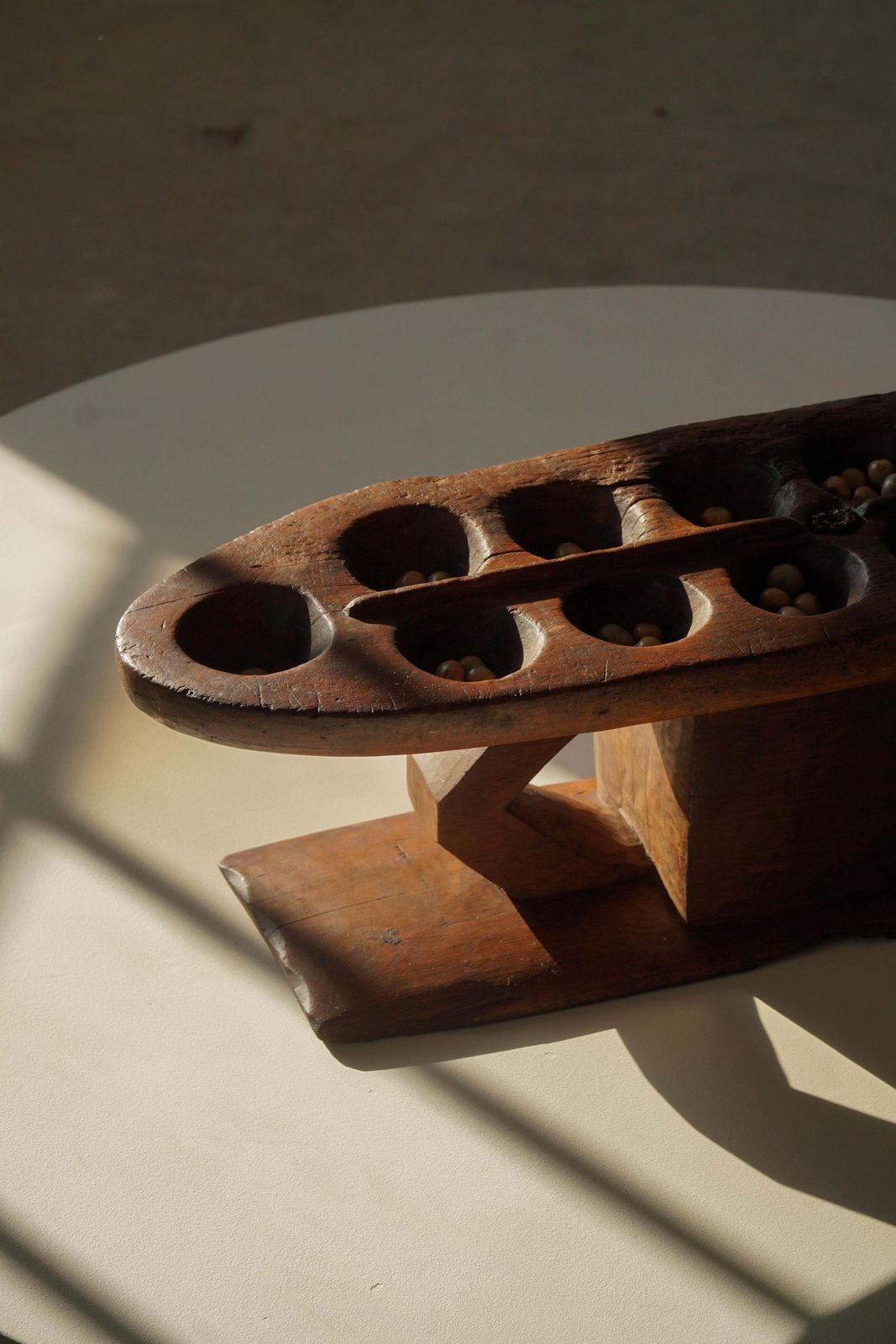 photo buy Decorative Hand Carved Wooden Mancala Game Board, African, Mid 20th Century