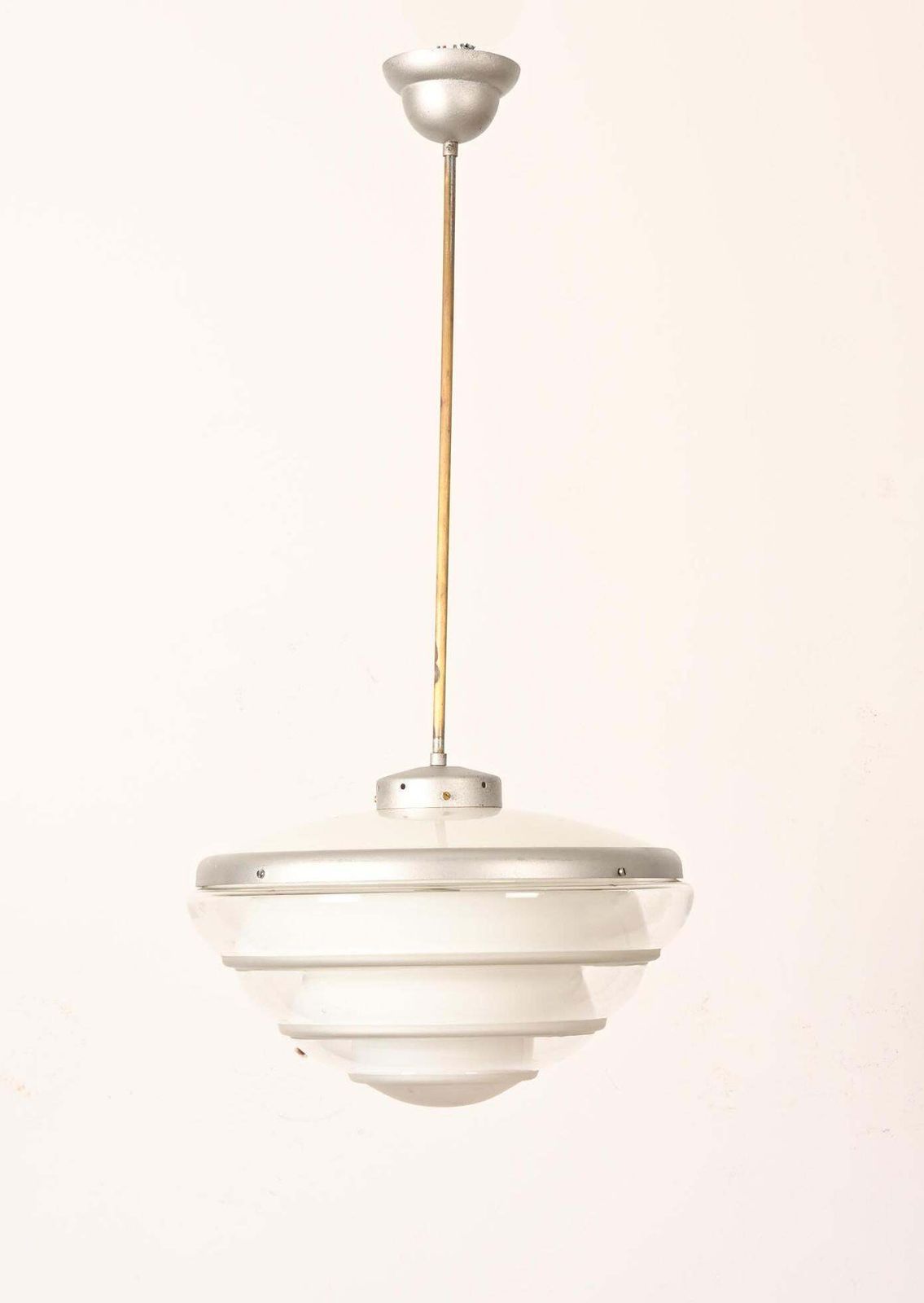 Large Bauhaus Opaline Glass Pendant By Karl Gustaf Lindesvärd photo for sale
