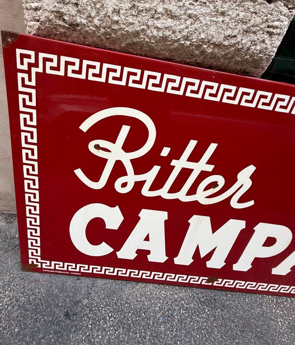 Bitter Campari Sign In Enameled Metal, 1960s photo for sale