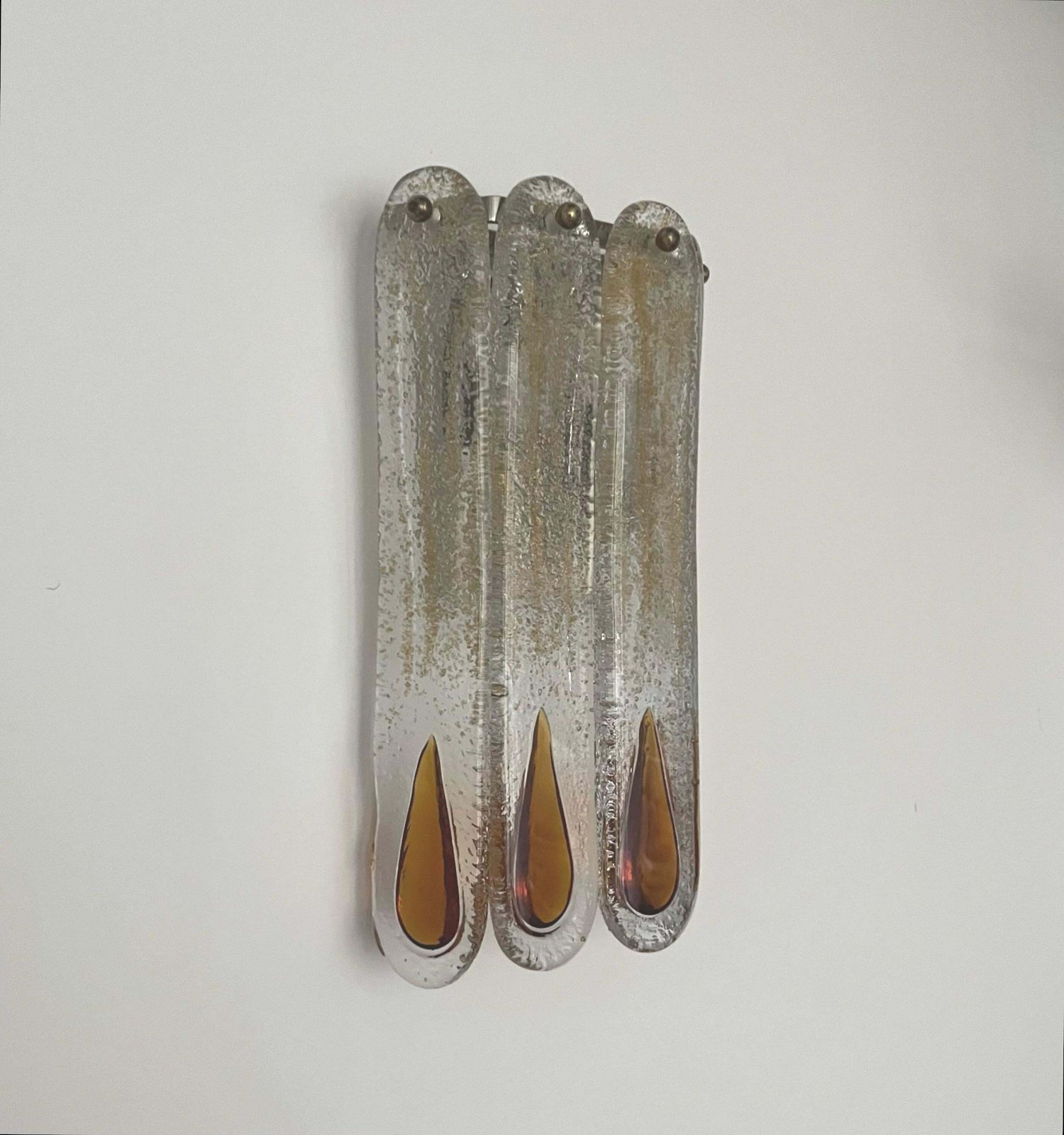 Italian Mid Century Set Of Eight Amber Murano Wall Sconces By Mazzega, 1970s photo buy