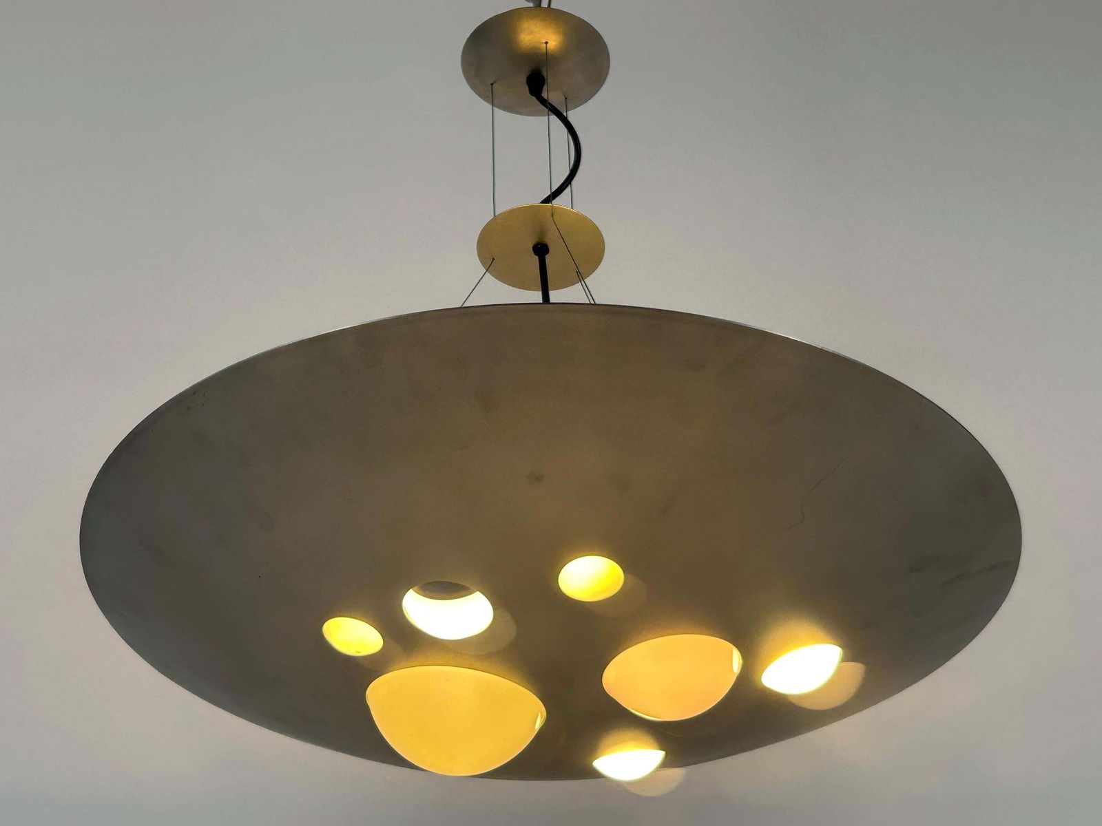 photo vinterior Rare Chandelier Or Pendant Lamp 1840 Lochschale By Vest Leuchten Austria 1980s