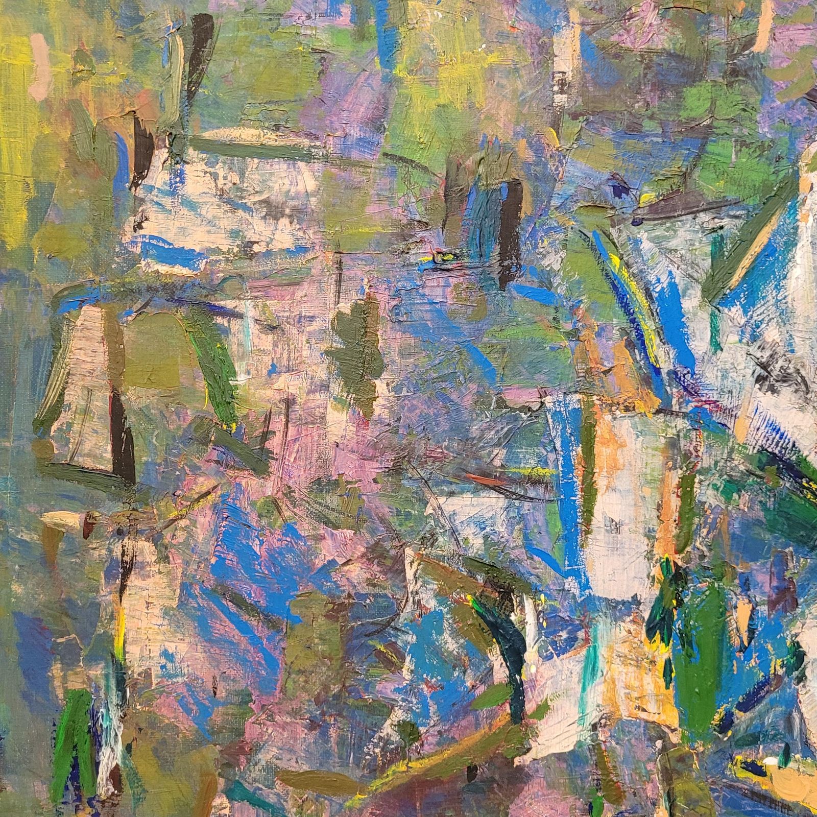 Large Abstract Expressionist Oil On Canvas Of Waterlilies, By Françoise Blanc 82.5x101cm photo 2212.0