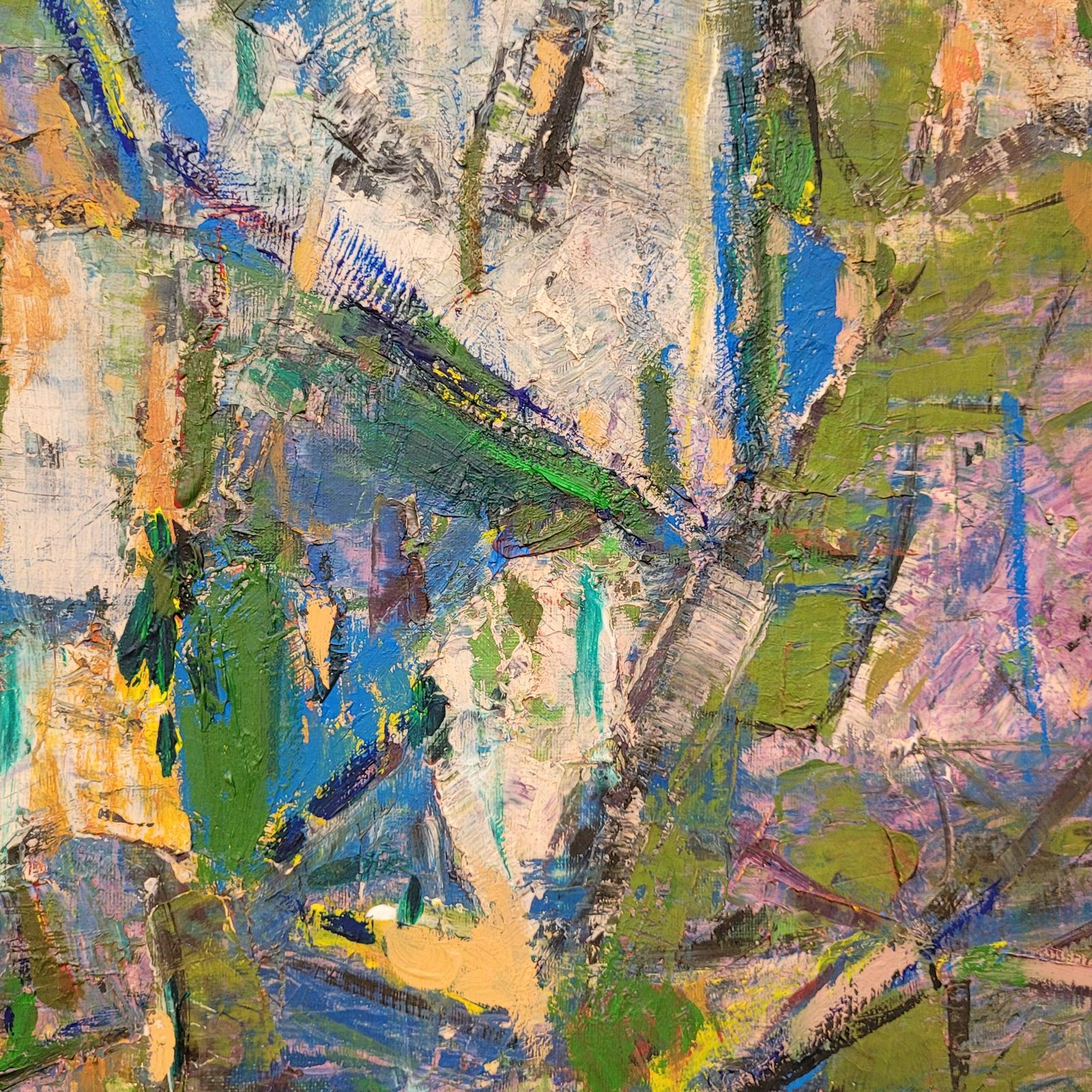 Large Abstract Expressionist Oil On Canvas Of Waterlilies, By Françoise Blanc 82.5x101cm photo buy