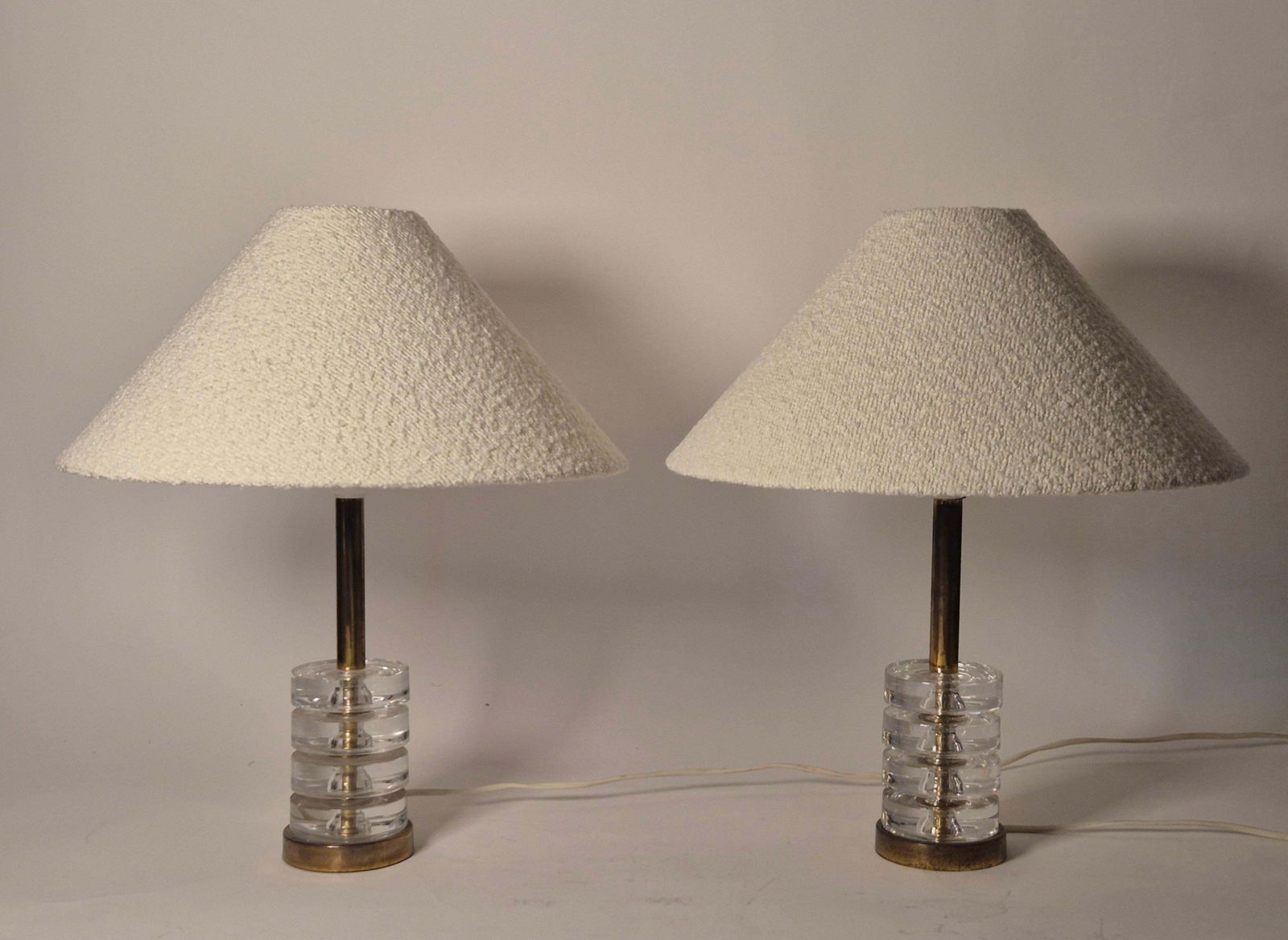 Timeless Pair Of Scandinavian Modern Table Lamps With Orrefors Glass And Brass photo furniture