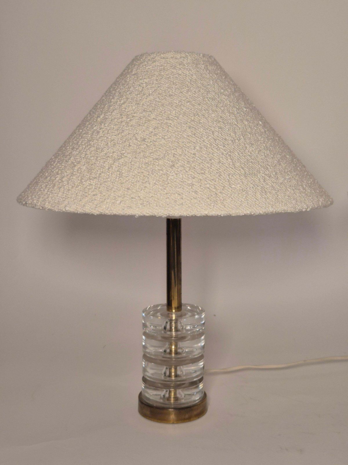 Timeless Pair Of Scandinavian Modern Table Lamps With Orrefors Glass And Brass photo vinterior