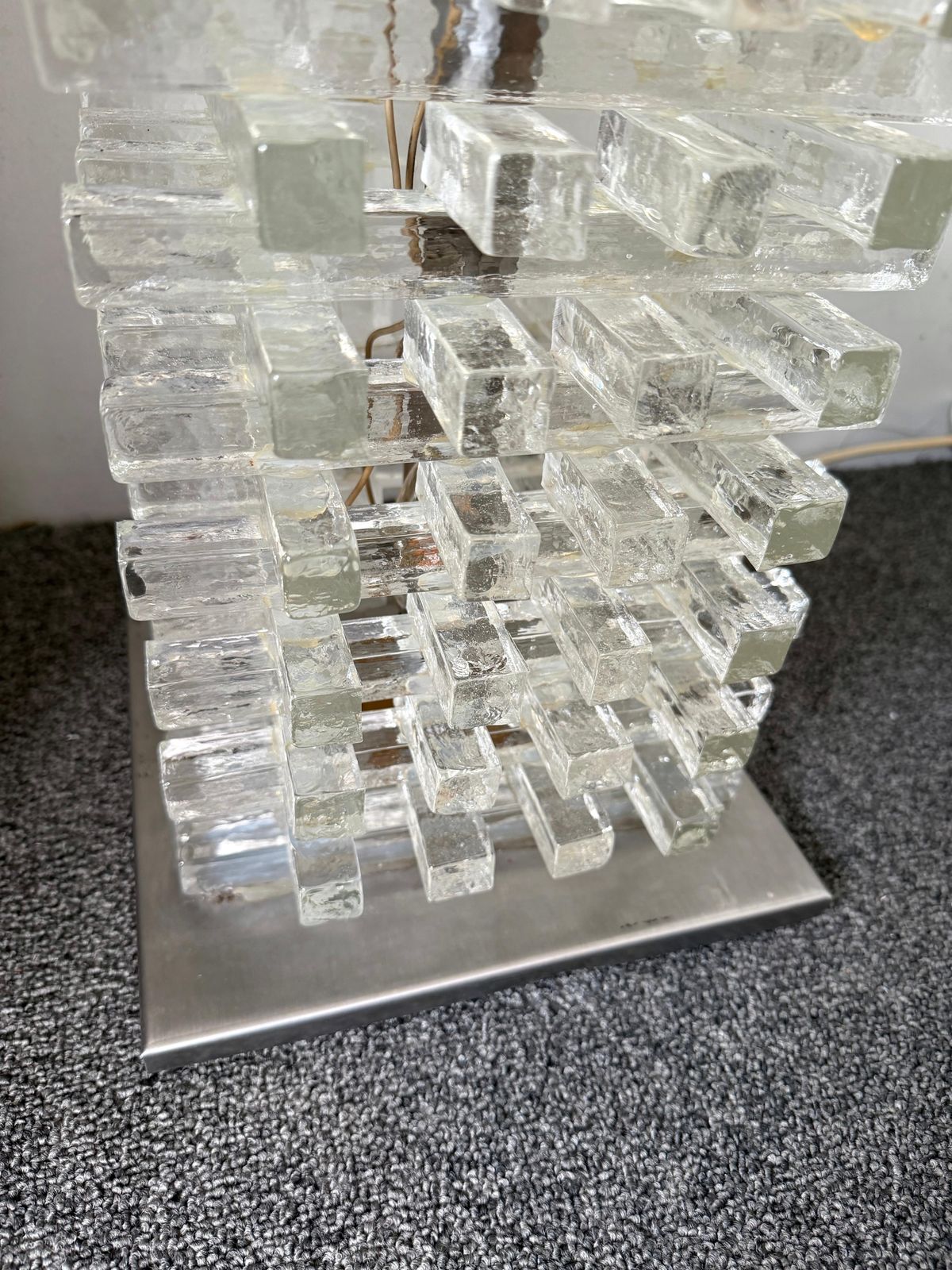 Mid Century Modern Glass Tower Floor Lamp By Poliarte, Italy, 1970s photo vintage