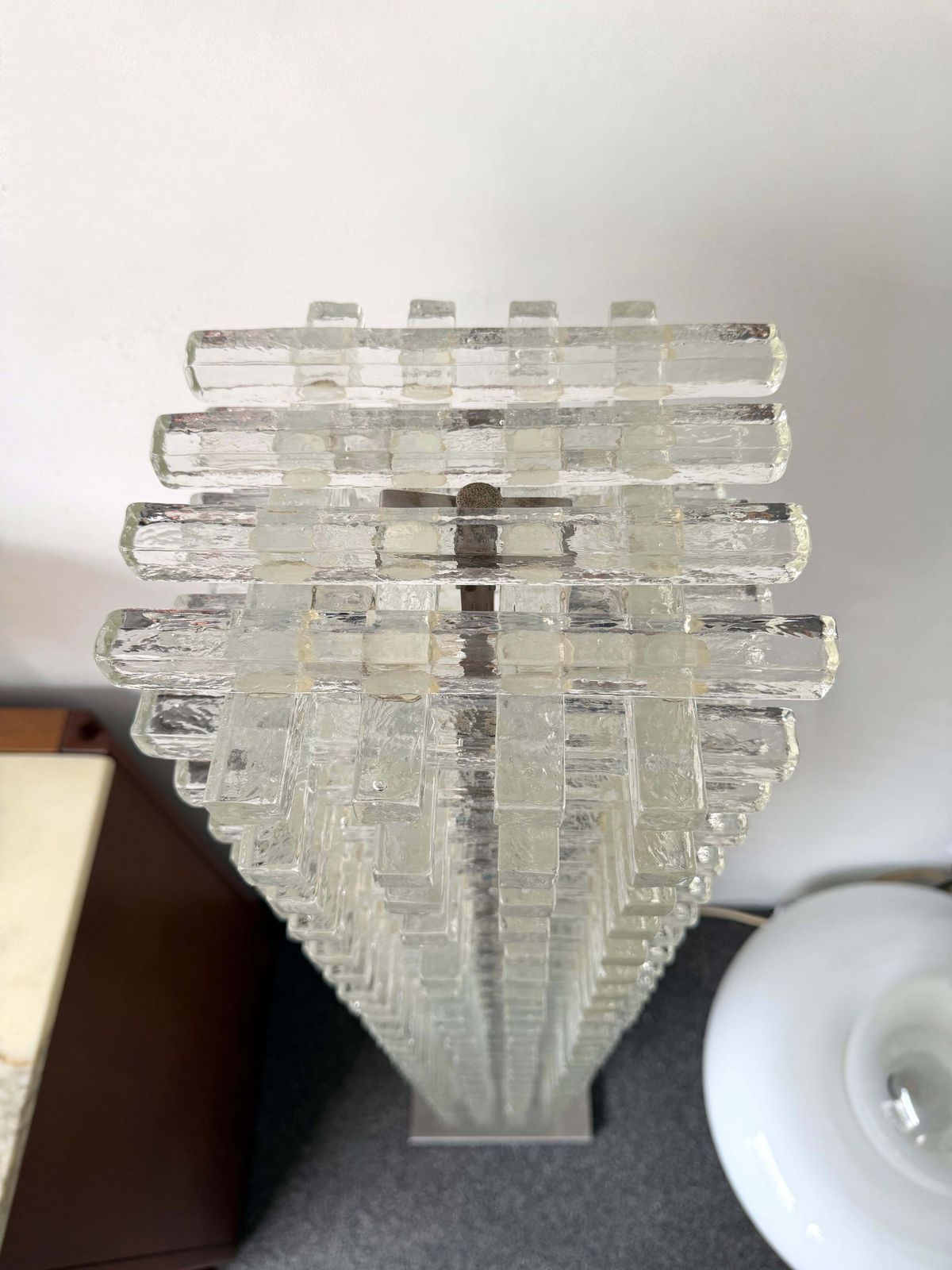 Lighting Mid Century Modern Glass Tower Floor Lamp By Poliarte, Italy, 1970s photo