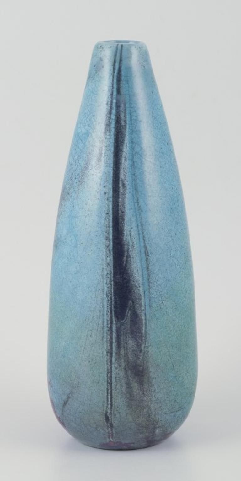 Svend Hammershøi For Kähler. Large Ceramic Vase. Black Green Double Glaze. photo for sale