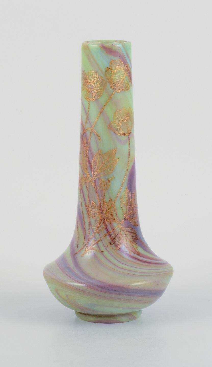 Sevres, French Art Glass Vase With Hand Painted Marble Decoration. photo furniture