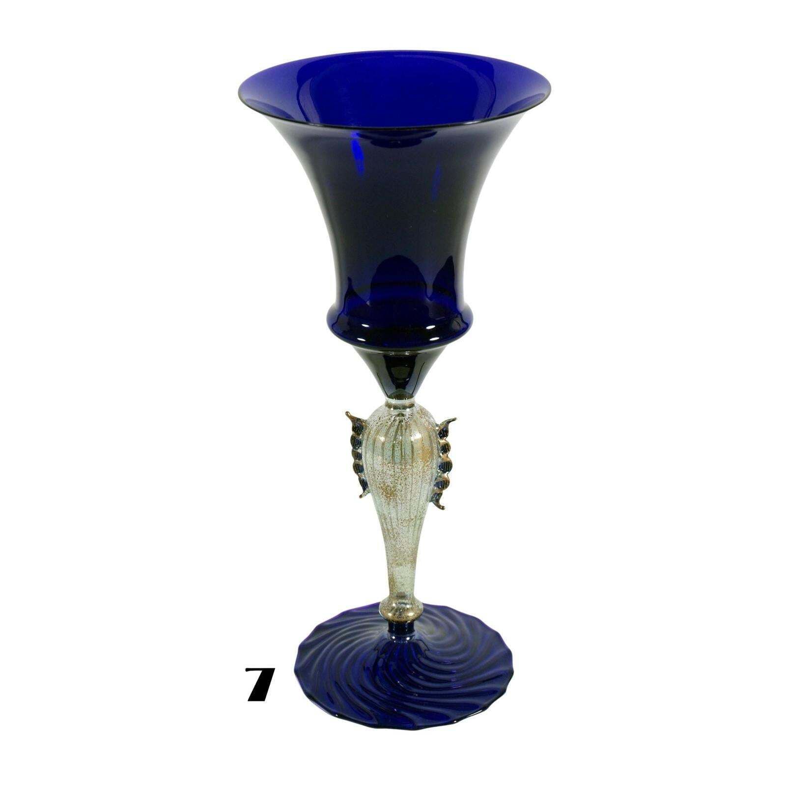 Set Of 17 Murano Art Glass Goblets In Art Deco Taste, Italy, Circa 1930 1940 photo vintage