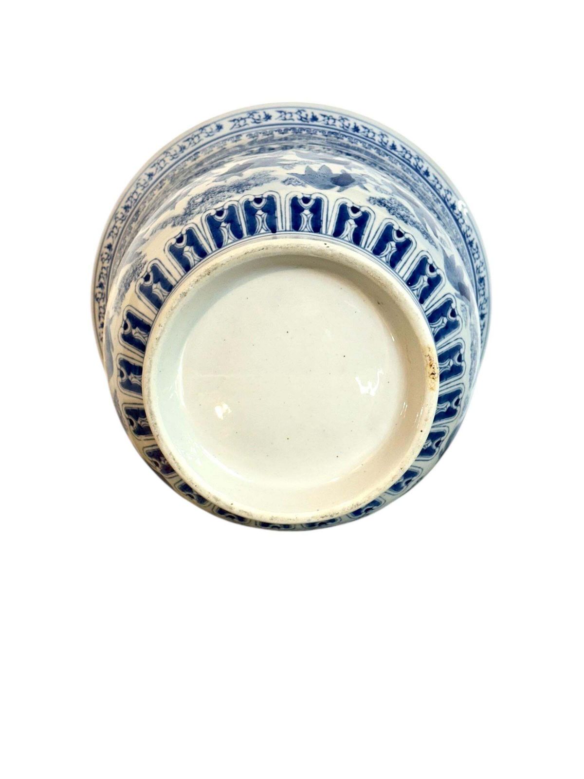 Chinese Blue & White Porcelain Jardinière With Carp, Circa 1900 photo for sale