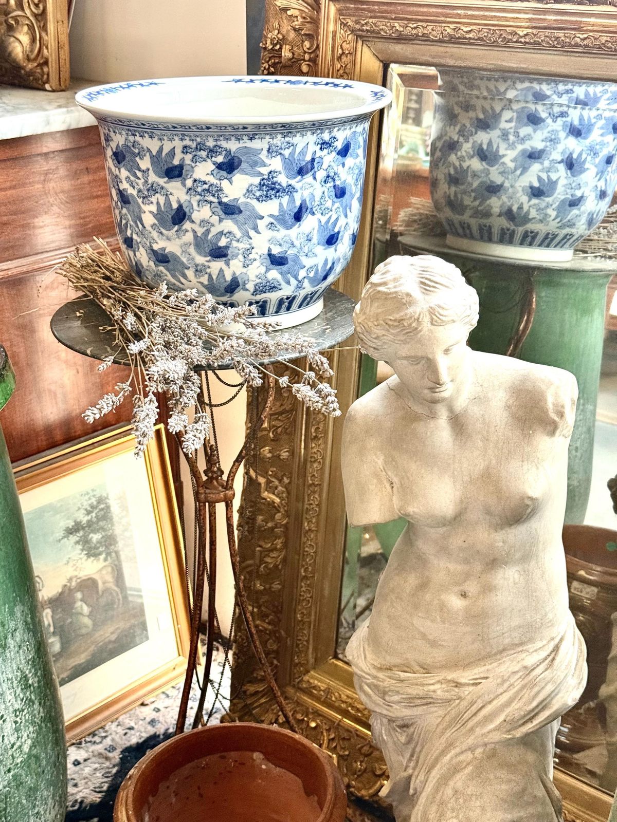 photo for sale Chinese Blue & White Porcelain Jardinière With Carp, Circa 1900