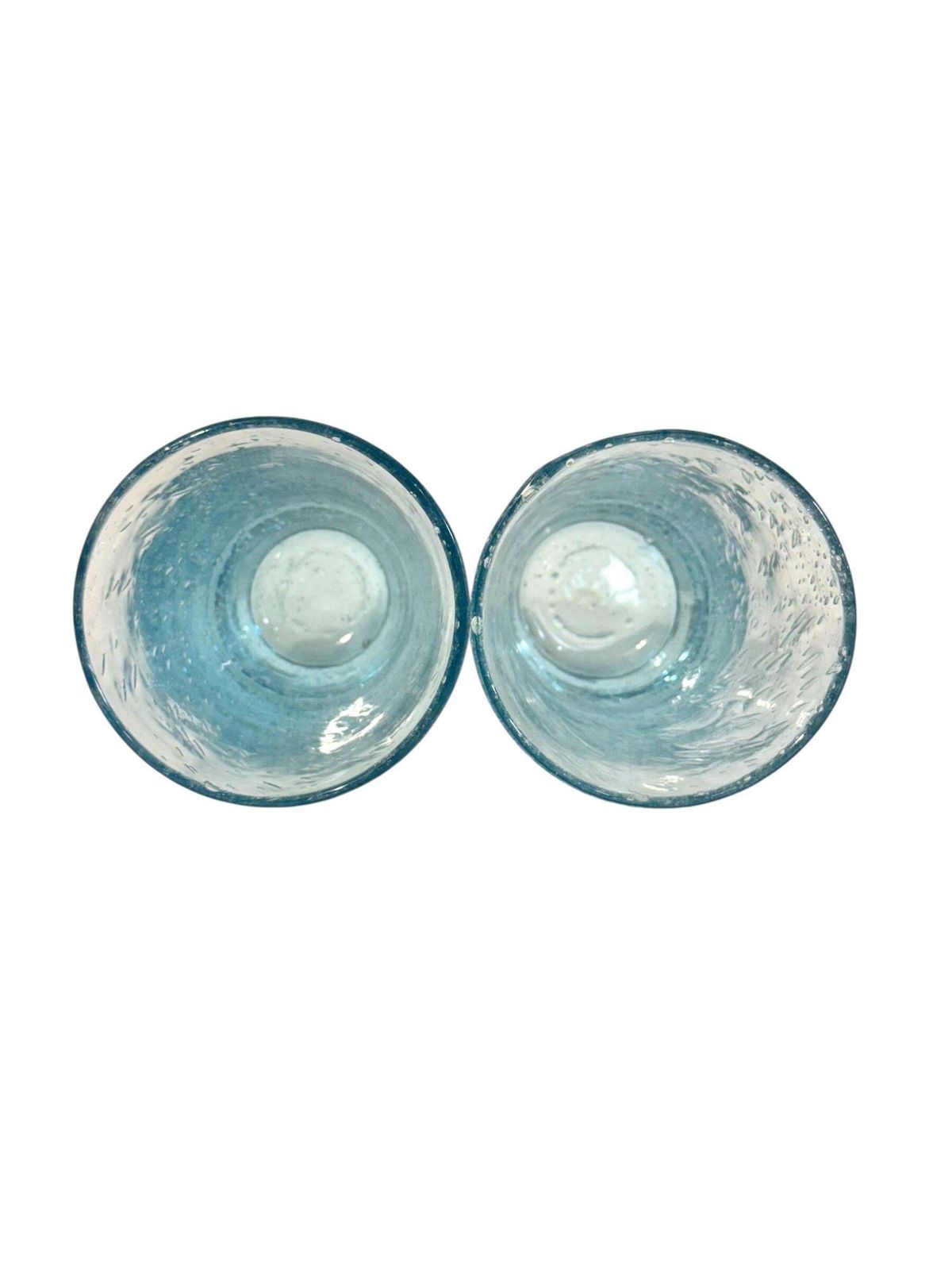 photo furniture Set Of Four Hand Blown Blue Bubble Glass Tumblers, 20th Century