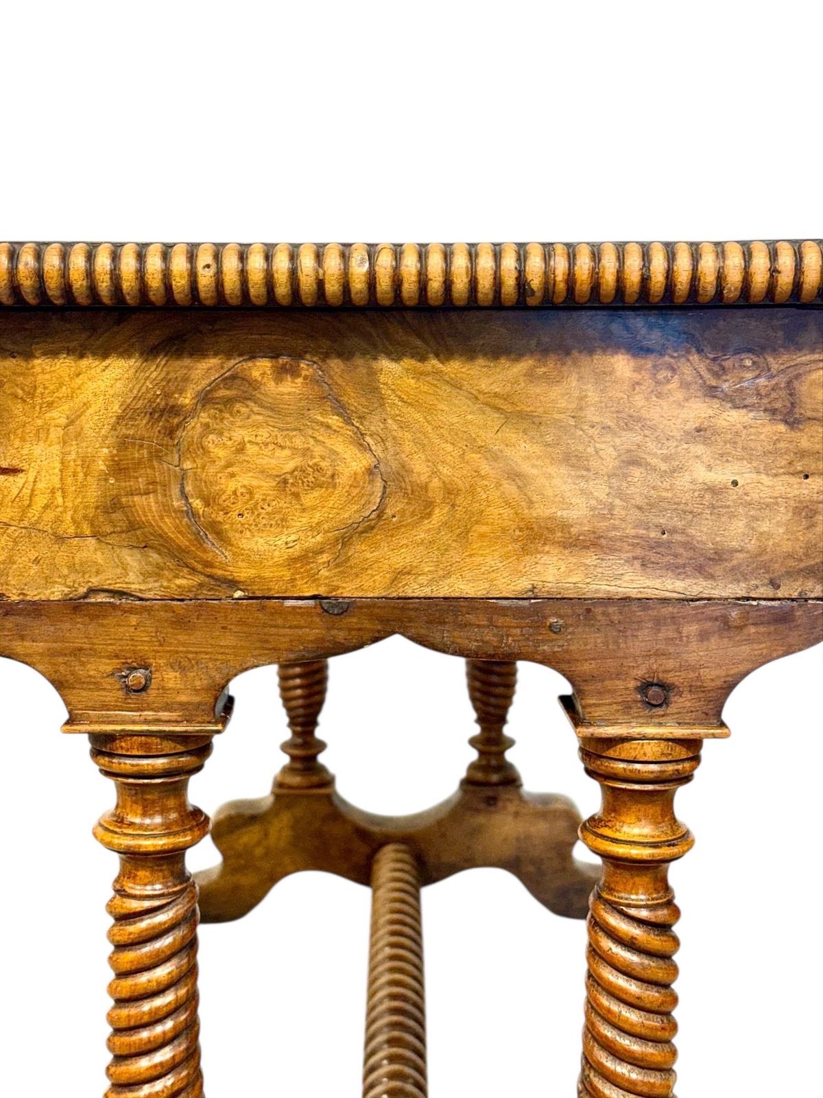 Furniture 19th Century French Walnut Writing Table With Barley Twist Legs photo