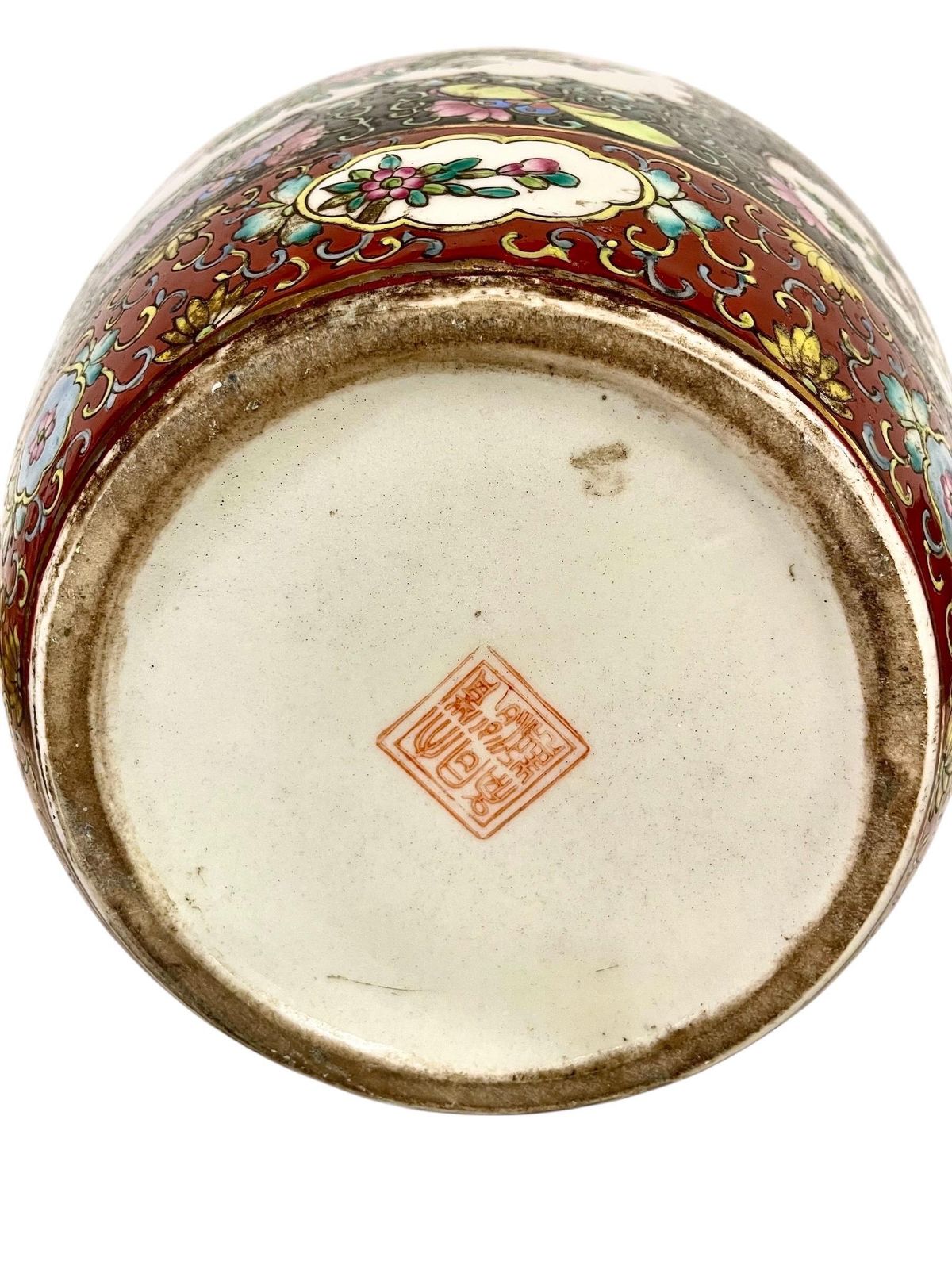 photo vintage Large Chinese Famille Noire Porcelain Vase With Birds And Floral Panels
