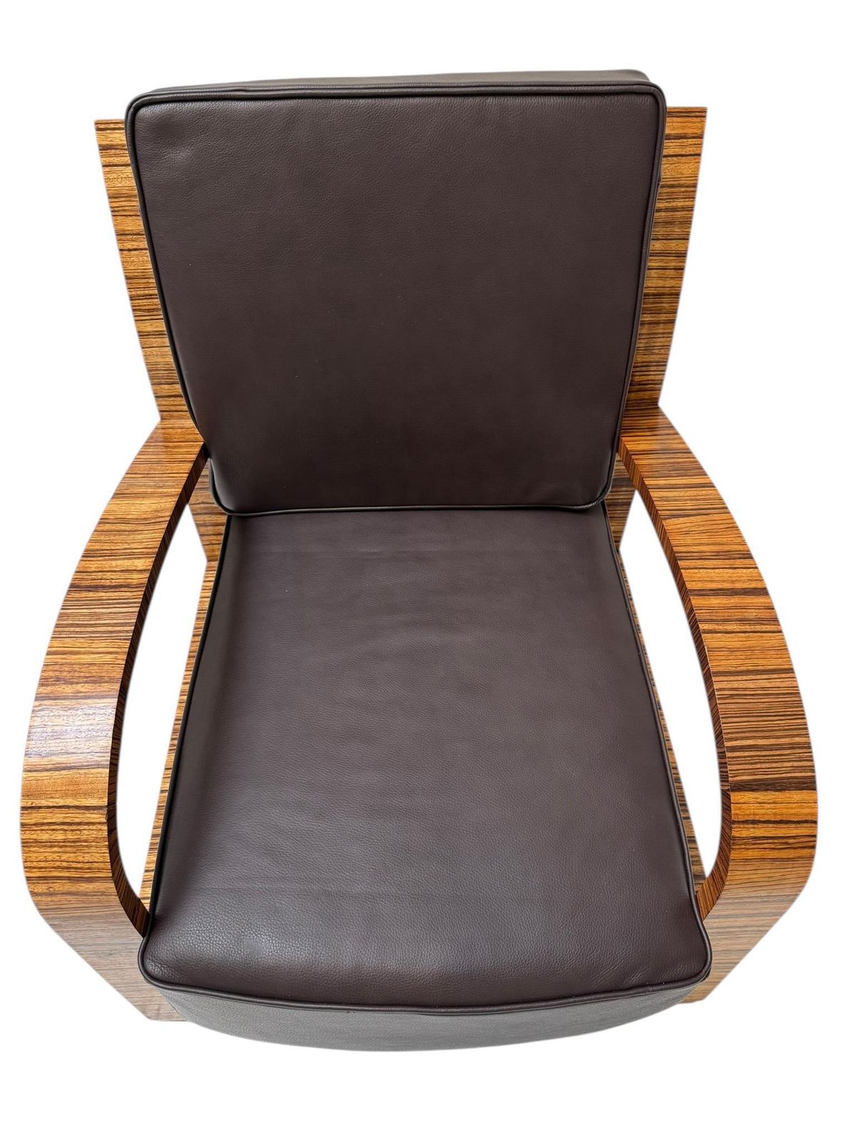Two Art Deco Lounge Chairs With Leather Cushions France, 1930s photo vinterior