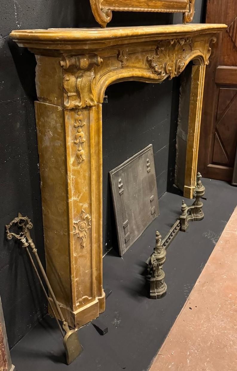 Siena Yellow Marble Fireplace Frame, Carved, Italy photo Home Fixtures