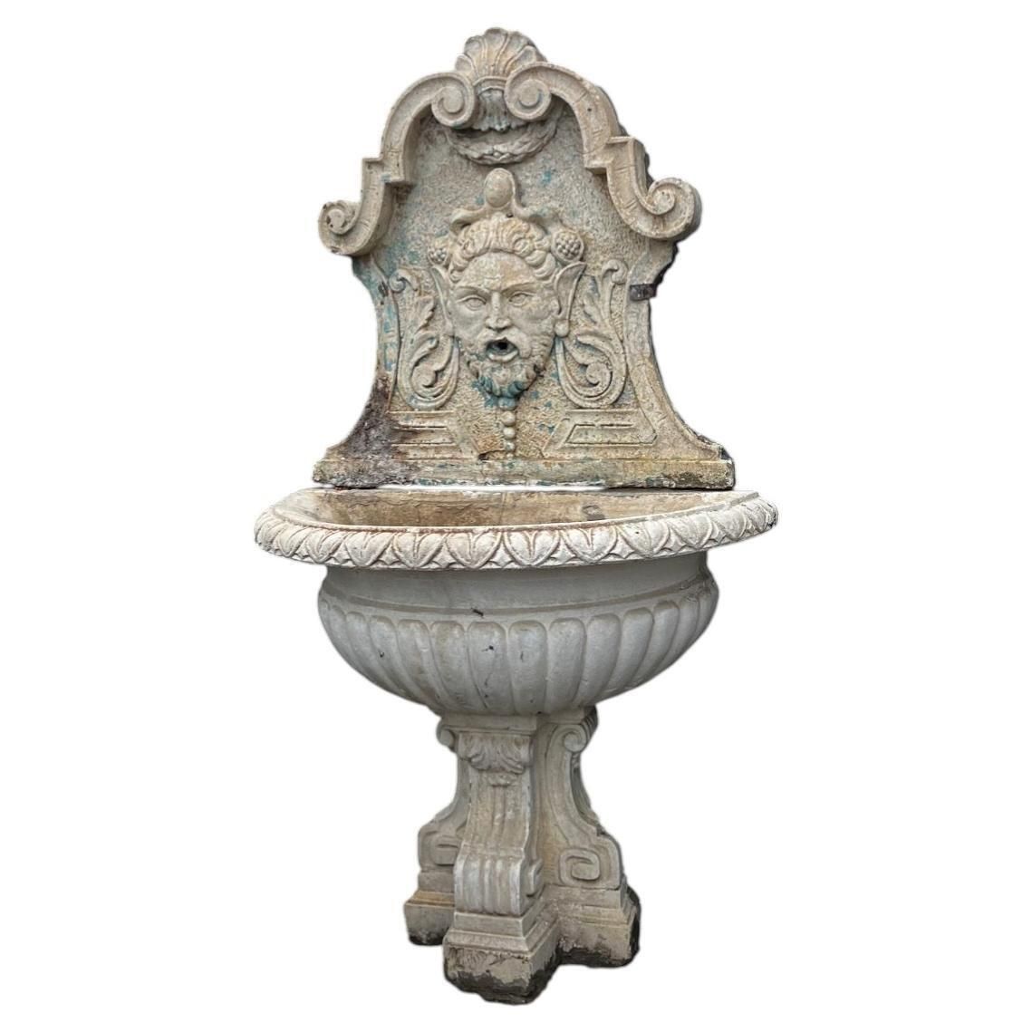 Composite Stone Wall Fountain With Mask And Basin, Italy photo furniture