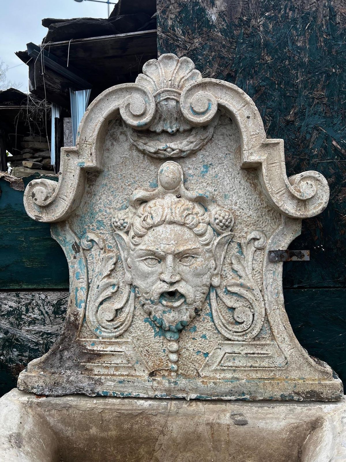 Composite Stone Wall Fountain With Mask And Basin, Italy photo 3893.0