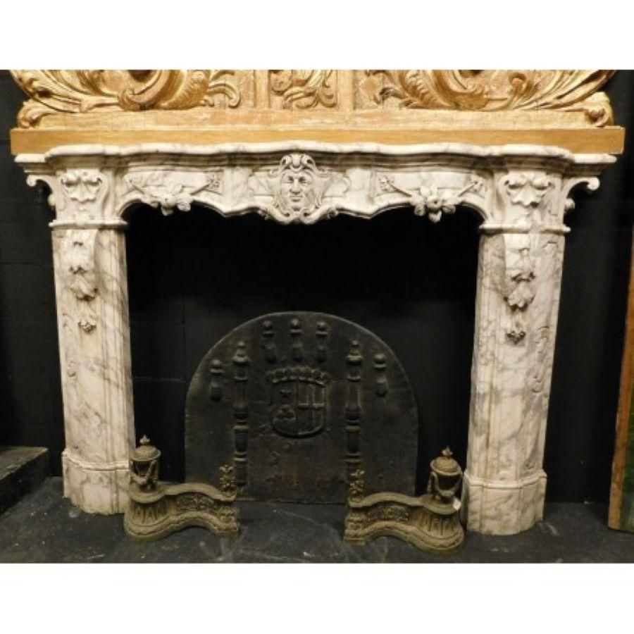 Huge White Marble Fireplace Mantel, Richly Carved With Mask And Friezes, Italy photo 7785.0