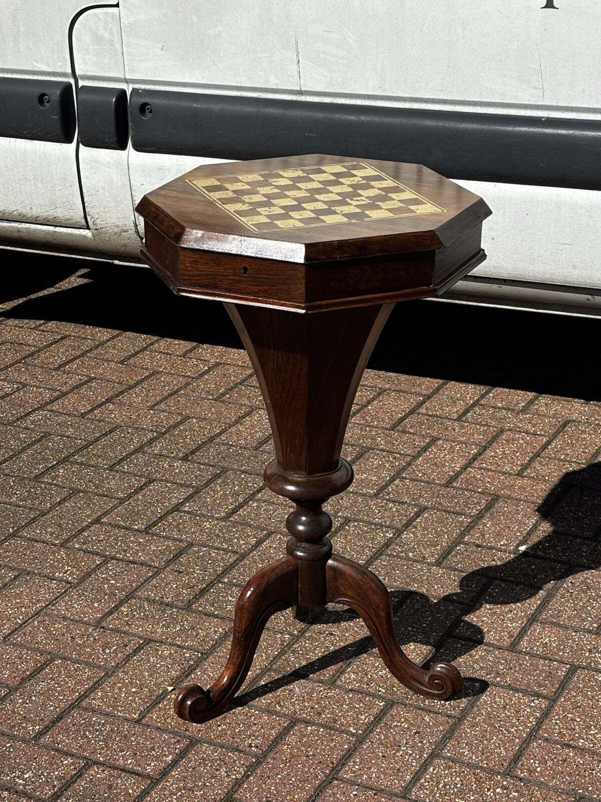 Victorian Mahogany Chess Table & Work Box photo Furniture