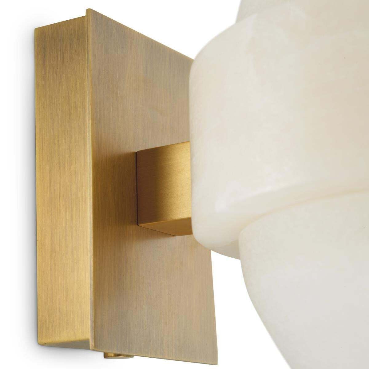 Set Of Two Brass And Natural Alabaster Wall Lamps photo for sale