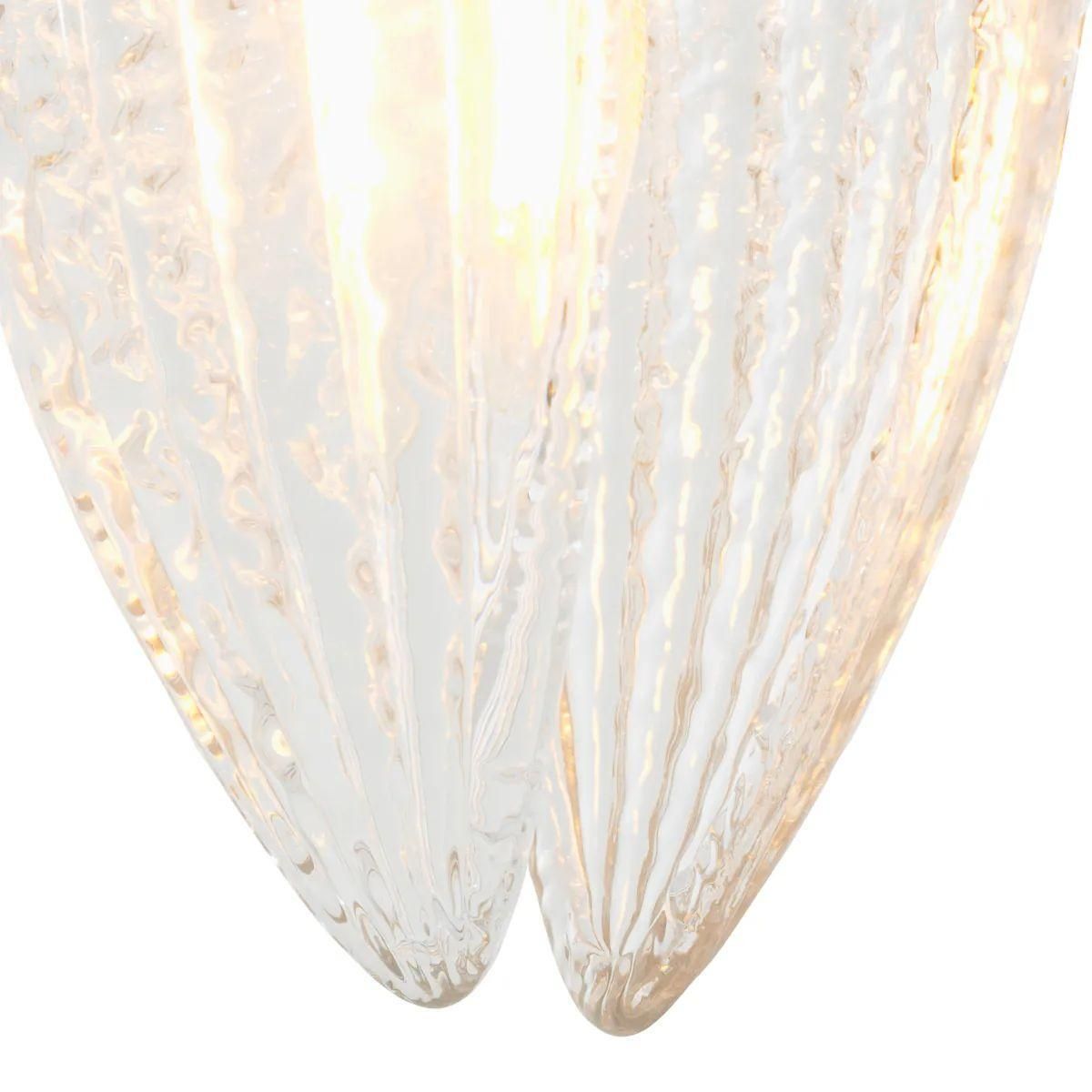 Antique Brass And Ribbed Glass Sculptural Chandelier photo vintage