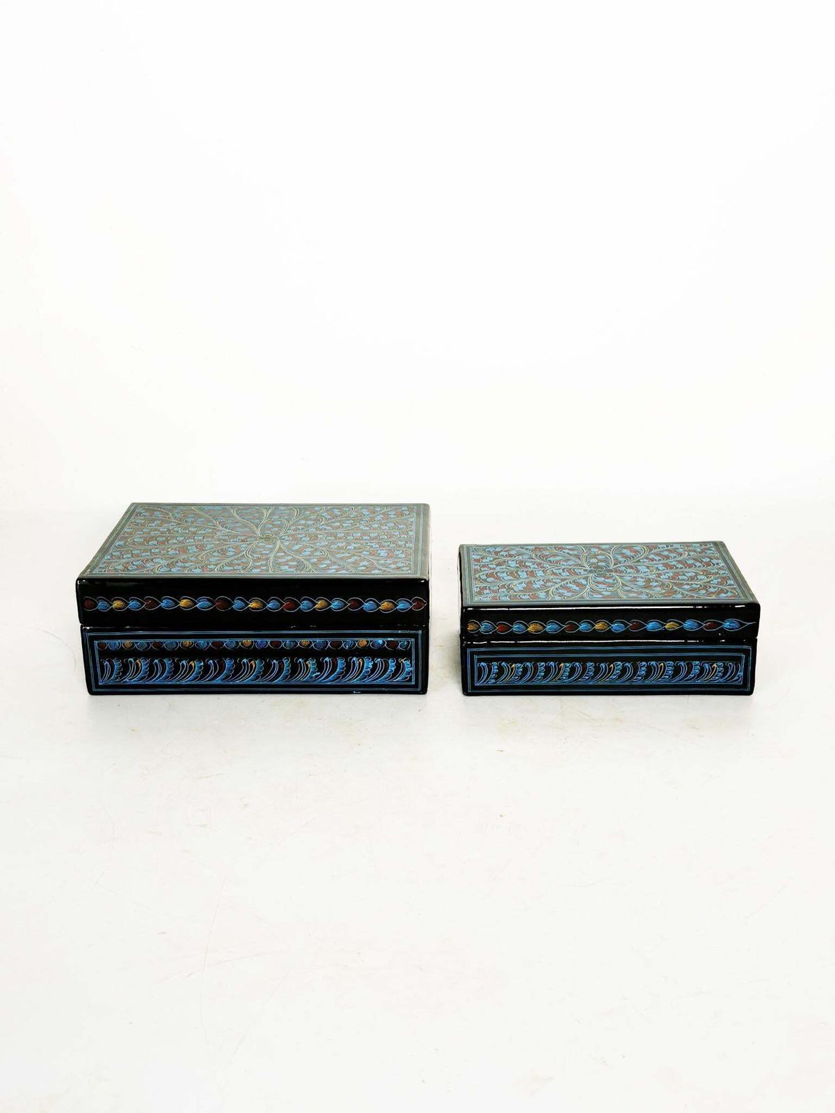 2 Blue Nesting Boxes In Lacquered Wood, France, 1970 photo furniture