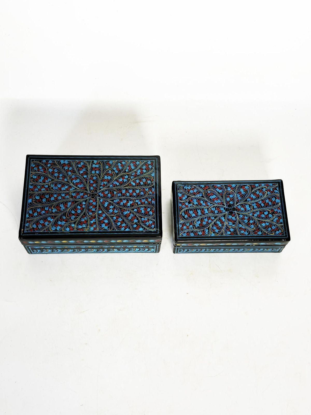 2 Blue Nesting Boxes In Lacquered Wood, France, 1970 photo for sale