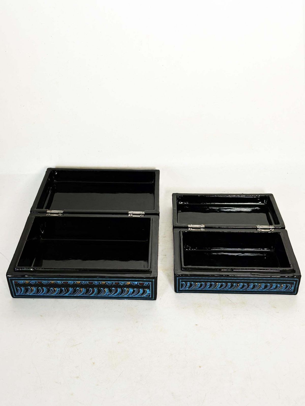 2 Blue Nesting Boxes In Lacquered Wood, France, 1970 photo vinterior